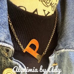 Alquimia Gold Initial P Necklace